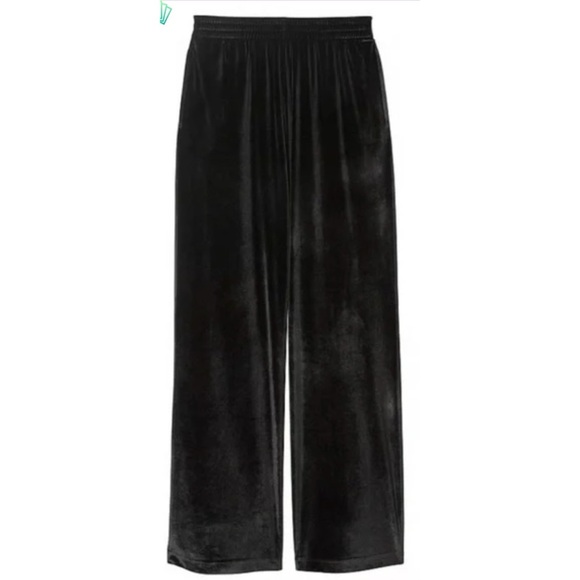 PINK by Victoria's Secret Velvet Wide-Leg Pants Black - Picture 1 of 11